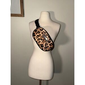 Marc New York Andrew Marc Leopard Print Belt Bag Fanny Pack Crossbody Black